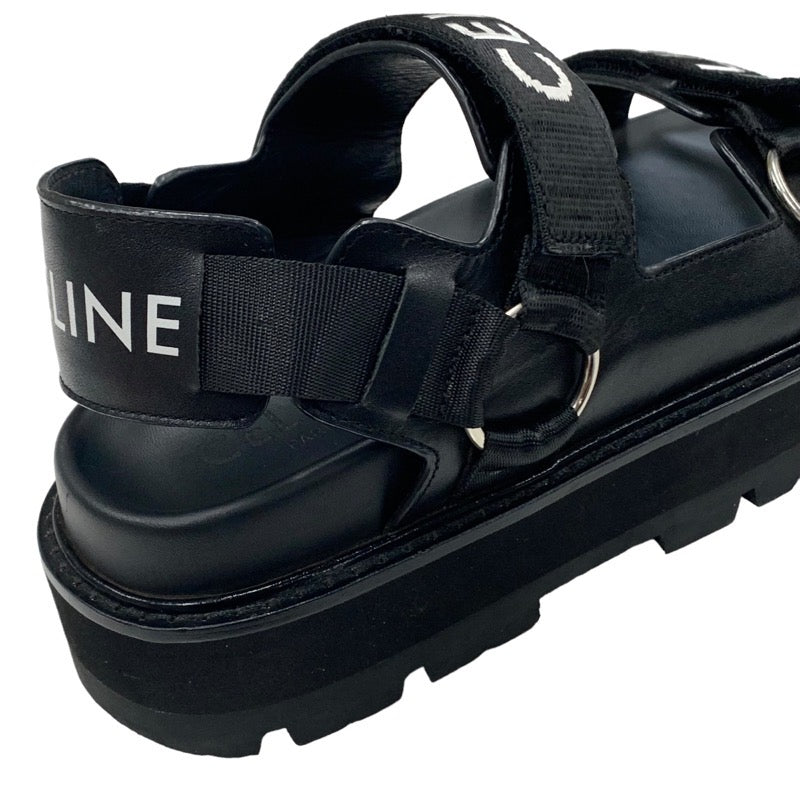 CELINE Sandals, Shoes, Leather, Fabric, Black, Belt Strap, Sports Sandals