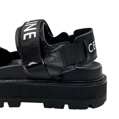 CELINE Sandals, Shoes, Leather, Fabric, Black, Belt Strap, Sports Sandals