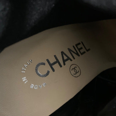 シャネル CHANEL ブーツ ショートブーツ 靴 シューズ スエード ブラック グレー 黒 ココマーク マトラッセ