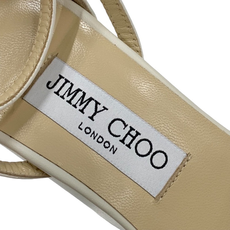 ジミーチュウ JIMMY CHOO BING WEDGE サンダル 靴 シューズ レザー ホワイト 未使用 ビジュー ウェッジソール パーティーシューズ