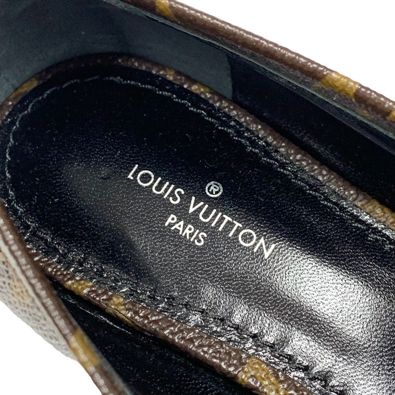 未使用 ルイヴィトン LOUIS VUITTON アッパーケースライン モノグラム ローファー フラットシューズ LV金具 チェーン レザー ブラウン