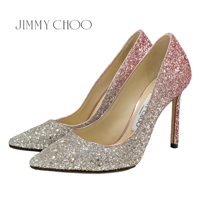 ジミーチュウ JIMMY CHOO パンプス パーティーシューズ 靴 シューズ グラデーション グリッター ピンク シルバー