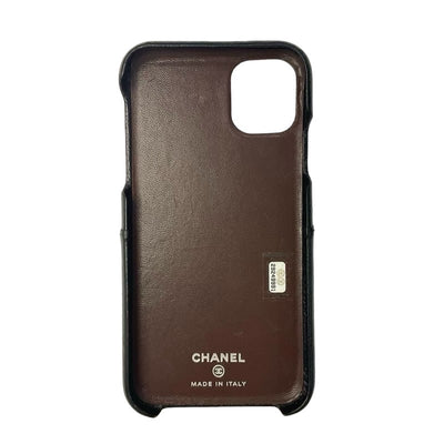 シャネル CHANEL スマホアクセサリー ブラック シルバー ココマーク マトラッセ  iPhoneケース iPhone11