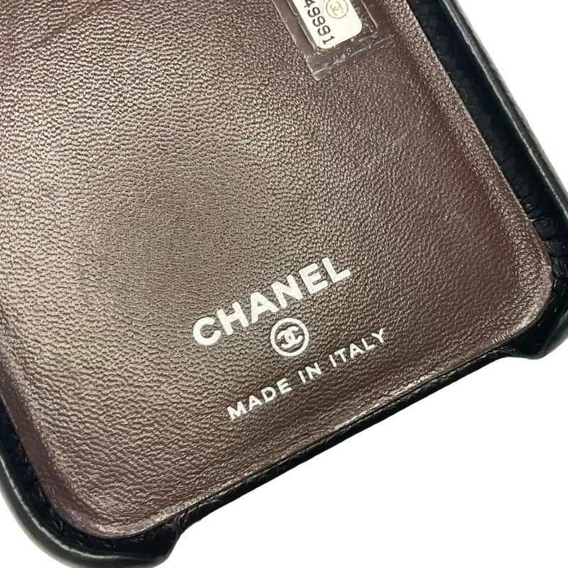 シャネル CHANEL スマホアクセサリー ブラック シルバー ココマーク マトラッセ  iPhoneケース iPhone11