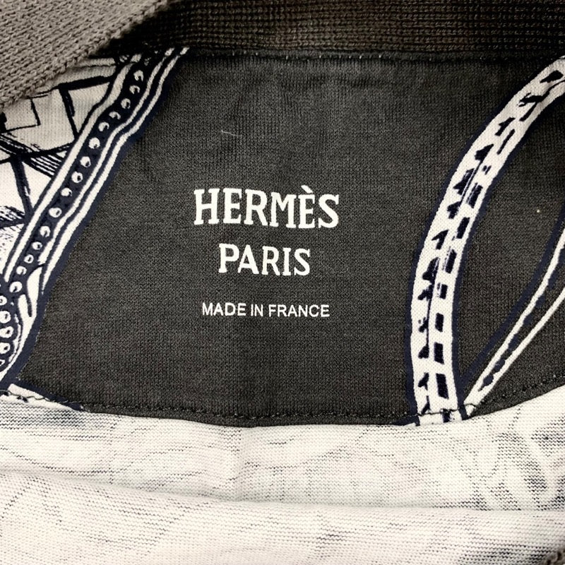 エルメス HERMES ワンピース コットン グレー ホワイト 半袖