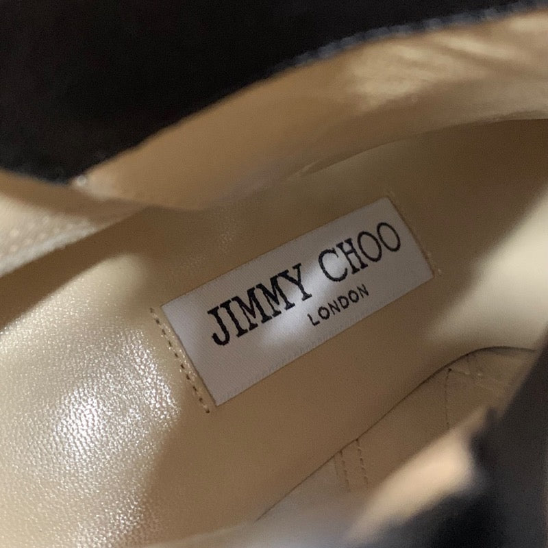 ジミーチュウ JIMMY CHOO CRUZ ブーツ ショートブーツ 靴 シューズ レザー ブラック 黒 ビジュー パール レースアップ