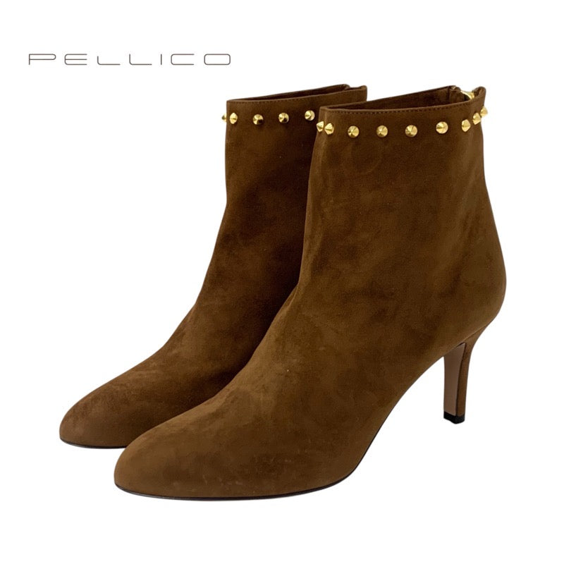 PELLICO Boots, Short Boots, Shoes, Suede, Brown, Gold, Unused, Studs