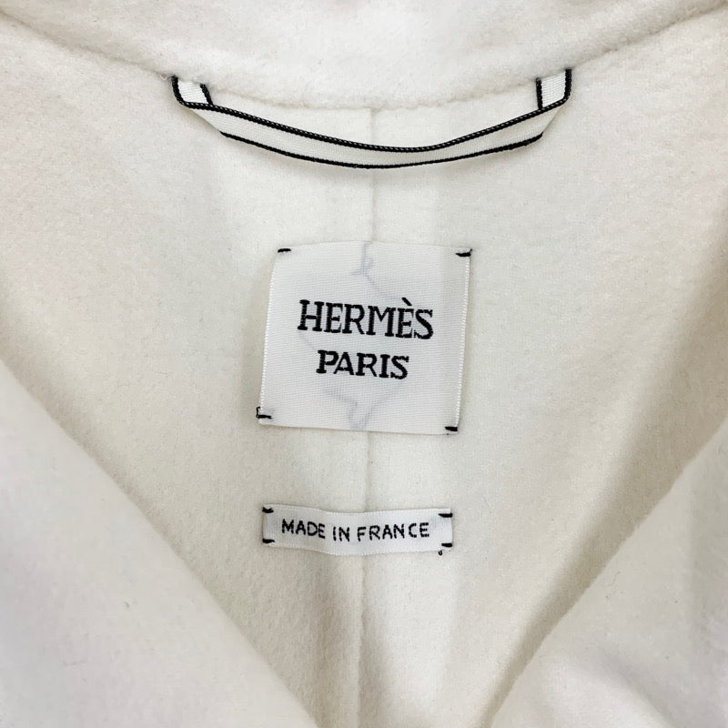 エルメス HERMES アウター カシミア ホワイト シルバー 未使用 コート