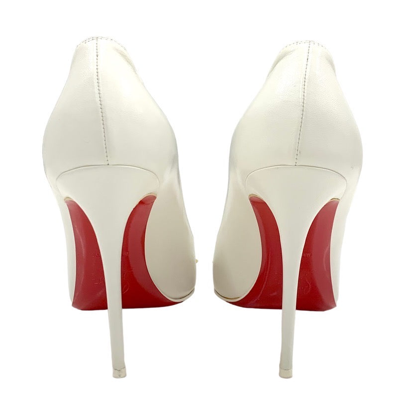 Christian Louboutin Pumps Shoes, Leather, White, Spikes, Studs