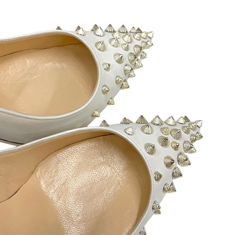 Christian Louboutin Pumps Shoes, Leather, White, Spikes, Studs