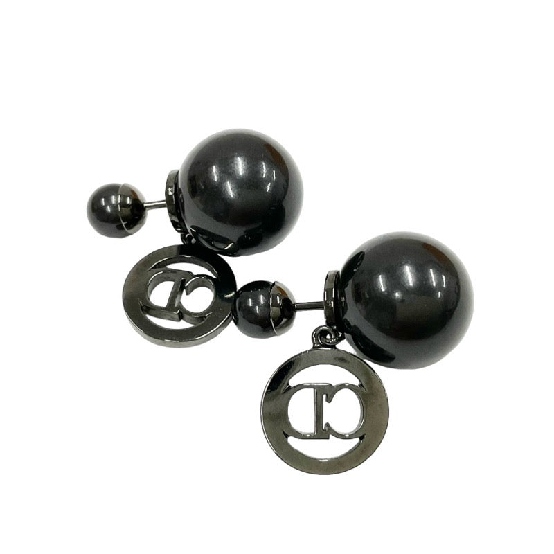 クリスチャンディオール CHRISTIAN DIOR TRIBALES ピアス ロゴ パール ラインストーン ブラック