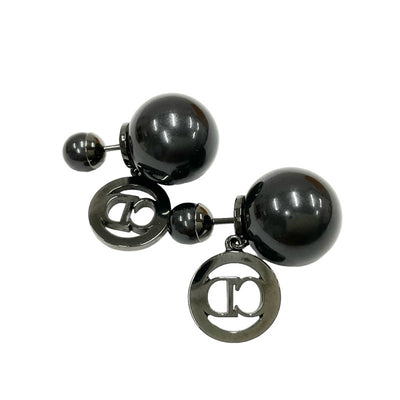 クリスチャンディオール CHRISTIAN DIOR TRIBALES ピアス ロゴ パール ラインストーン ブラック
