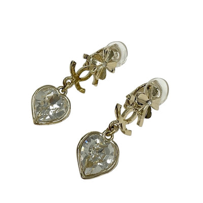 Chanel Earrings Gold Coco Mark Clover Bijoux Heart