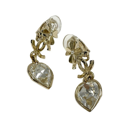 Chanel Earrings Gold Coco Mark Clover Bijoux Heart