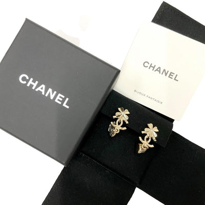 Chanel Earrings Gold Coco Mark Clover Bijoux Heart