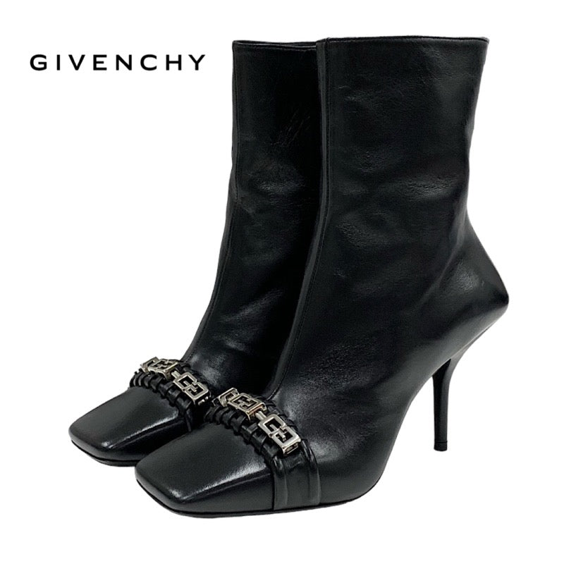 ジバンシィ GIVENCHY ブーツ ショートブーツ 靴 シューズ ロゴ金具 レザー ブラック 黒 シルバー