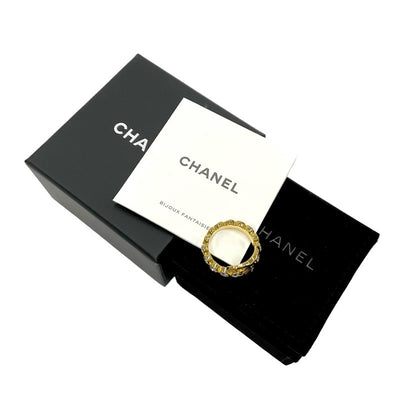 シャネル CHANEL リング 指輪 ココマーク ラインストーン ゴールド