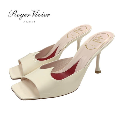 未使用 ロジェヴィヴィエ Roger Vivier サンダル ミュール 靴 シューズ ハート パテント アイボリー