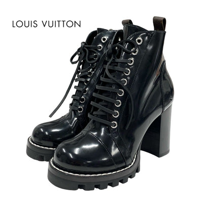 Louis Vuitton LOUIS VUITTON Star Trail Line Boots Short Boots Shoes Leather Black Ankle Boots Lace-up