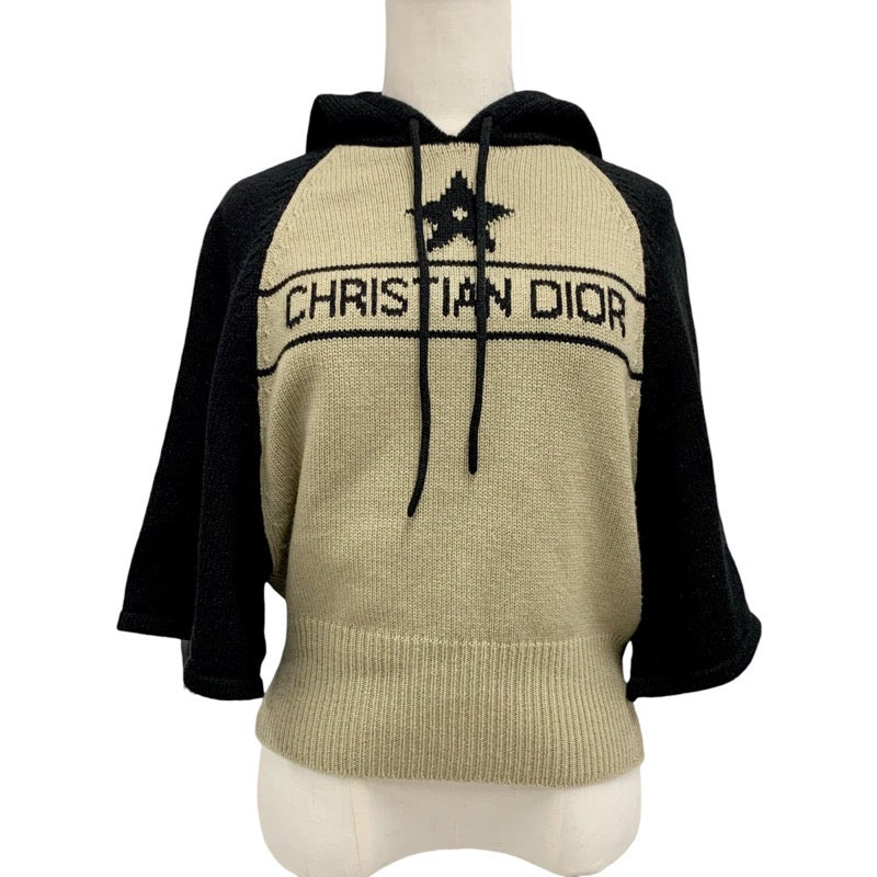 クリスチャンディオール CHRISTIAN DIOR トップス フーディ カシミヤ ニット 半袖 ベージュ ブラック