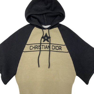 クリスチャンディオール CHRISTIAN DIOR トップス フーディ カシミヤ ニット 半袖 ベージュ ブラック