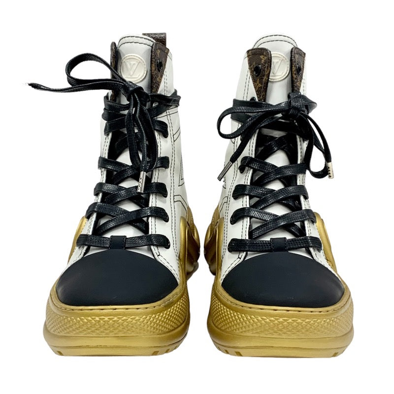 ルイヴィトン LOUIS VUITTON アークライトライン モノグラム スニーカー ハイカットスニーカー レザー ホワイト ブラック ゴールド