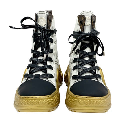 ルイヴィトン LOUIS VUITTON アークライトライン モノグラム スニーカー ハイカットスニーカー レザー ホワイト ブラック ゴールド