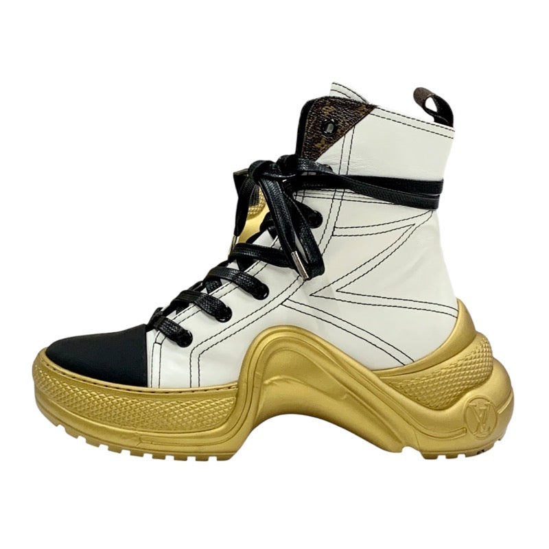 ルイヴィトン LOUIS VUITTON アークライトライン モノグラム スニーカー ハイカットスニーカー レザー ホワイト ブラック ゴールド