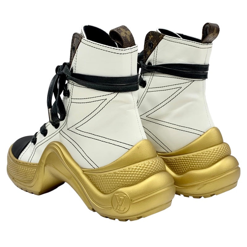 ルイヴィトン LOUIS VUITTON アークライトライン モノグラム スニーカー ハイカットスニーカー レザー ホワイト ブラック ゴールド