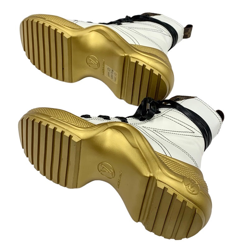 ルイヴィトン LOUIS VUITTON アークライトライン モノグラム スニーカー ハイカットスニーカー レザー ホワイト ブラック ゴールド