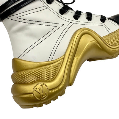 ルイヴィトン LOUIS VUITTON アークライトライン モノグラム スニーカー ハイカットスニーカー レザー ホワイト ブラック ゴールド