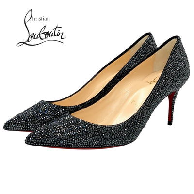 クリスチャンルブタン Christian Louboutin デコルテ パンプス 靴 シューズ スワロフスキー ブラック 未使用 パーティーシューズ フォーマルシューズ