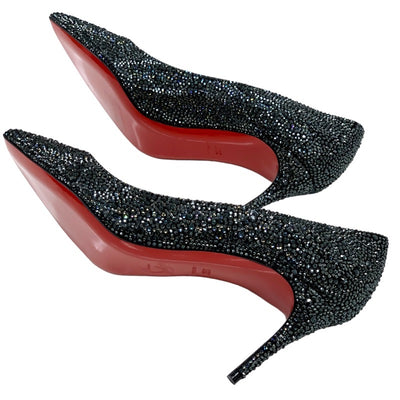 クリスチャンルブタン Christian Louboutin デコルテ パンプス 靴 シューズ スワロフスキー ブラック 未使用 パーティーシューズ フォーマルシューズ