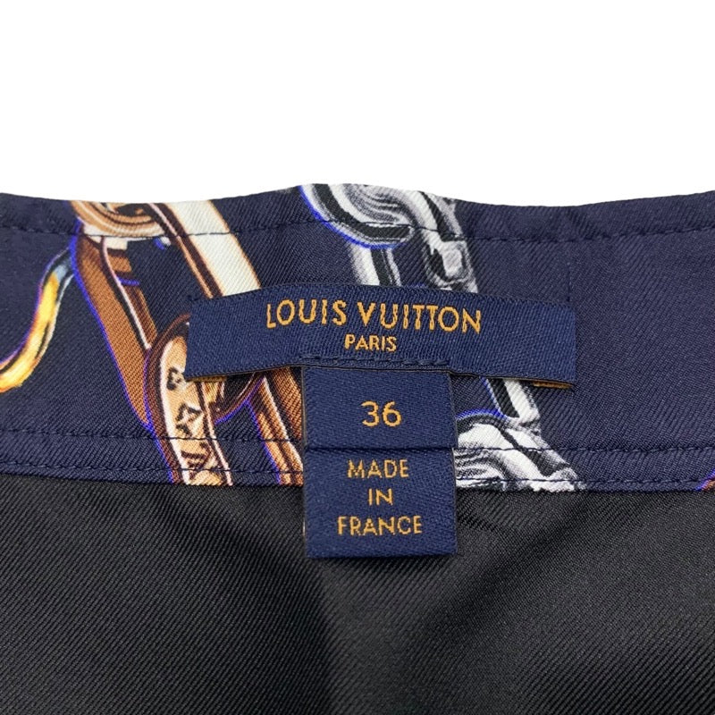 ルイヴィトン LOUIS VUITTON ボトムス シルク ネイビー モノグラム スカート チェーン柄