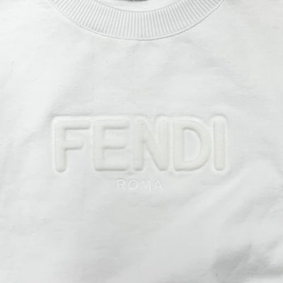 フェンディ FENDI トップス コットン ホワイト ロゴ 長袖 トレーナー クロップド 裏起毛 スウェット