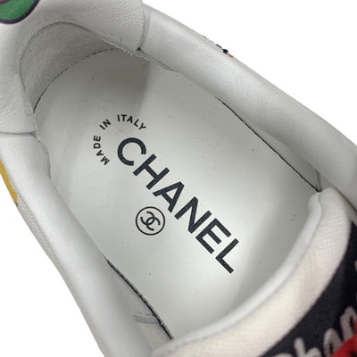 未使用 シャネル CHANEL スニーカー 靴 シューズ ファレルウィリアムス ココマーク ペイント キャンバス ホワイト マルチカラー