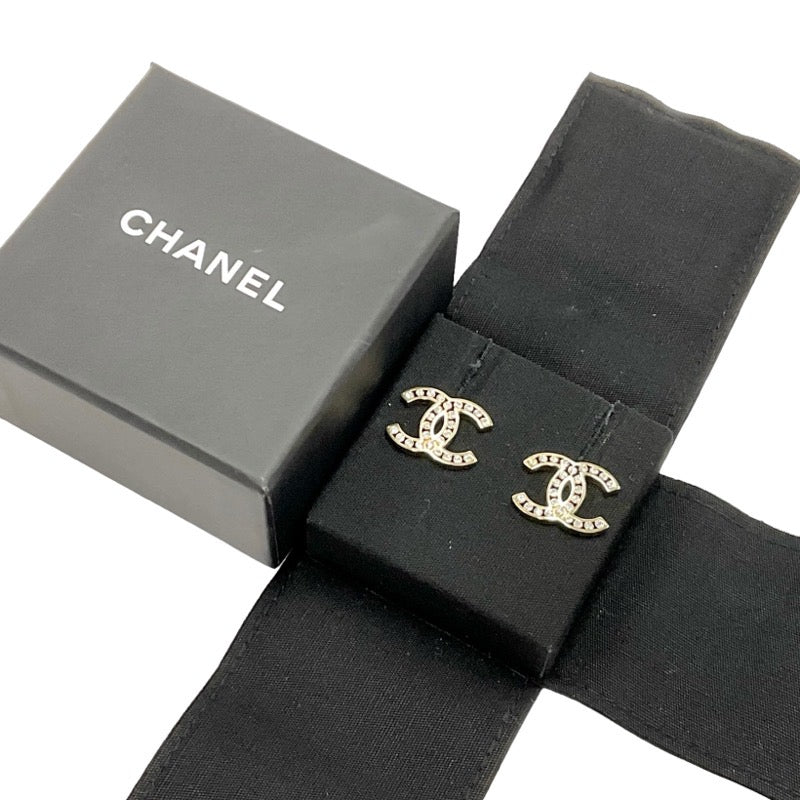 シャネル CHANEL ピアス ゴールド ココマーク ラインストーン