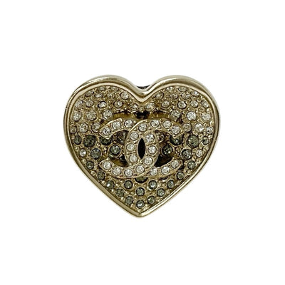 Chanel CHANEL ring gold black coco mark heart rhinestone