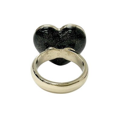 Chanel CHANEL ring gold black coco mark heart rhinestone