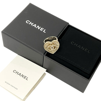 Chanel CHANEL ring gold black coco mark heart rhinestone