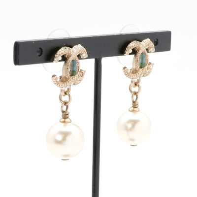 シャネル CHANEL ピアス ココマーク ラインストーン パール ゴールド