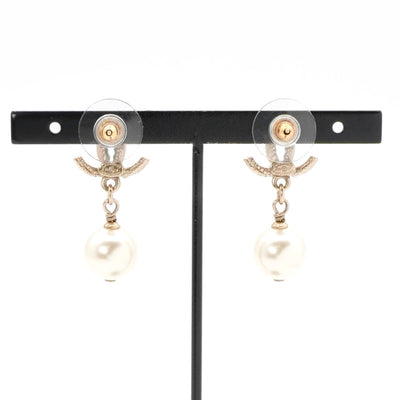 シャネル CHANEL ピアス ココマーク ラインストーン パール ゴールド