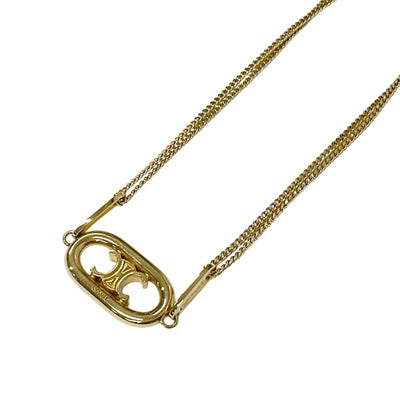 CELINE Necklace Pendant Choker Gold Triomphe Logo