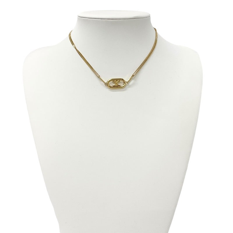 CELINE Necklace Pendant Choker Gold Triomphe Logo