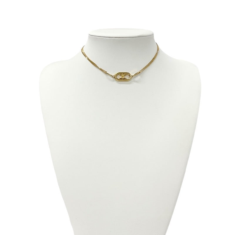 CELINE Necklace Pendant Choker Gold Triomphe Logo