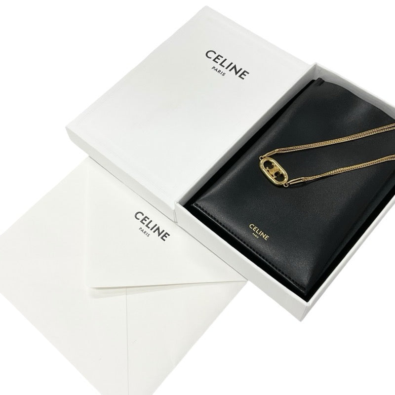 CELINE Necklace Pendant Choker Gold Triomphe Logo