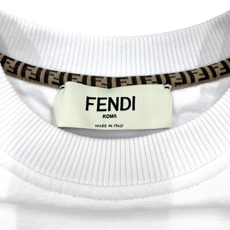 フェンディ FENDI トップス コットン ホワイト ブラック ロゴ 長袖 トレーナー クロップド 裏起毛 スウェット