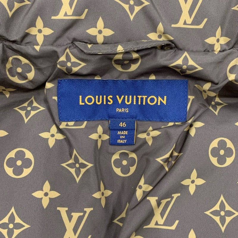 ルイヴィトン LOUIS VUITTON モノグラムアクセントピロウパファジャケット アウター ナイロン ホワイト ブラウン ダウンジャケット