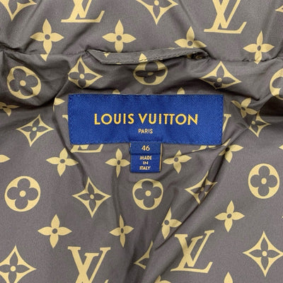 ルイヴィトン LOUIS VUITTON モノグラムアクセントピロウパファジャケット アウター ナイロン ホワイト ブラウン ダウンジャケット