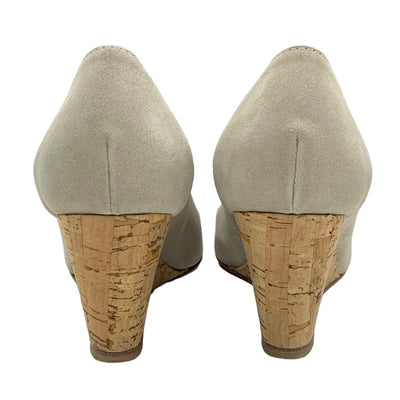 シャネル CHANEL パンプス 靴 シューズ スエード コルク グレー ブラック ゴールド ココマーク ウェッジソール